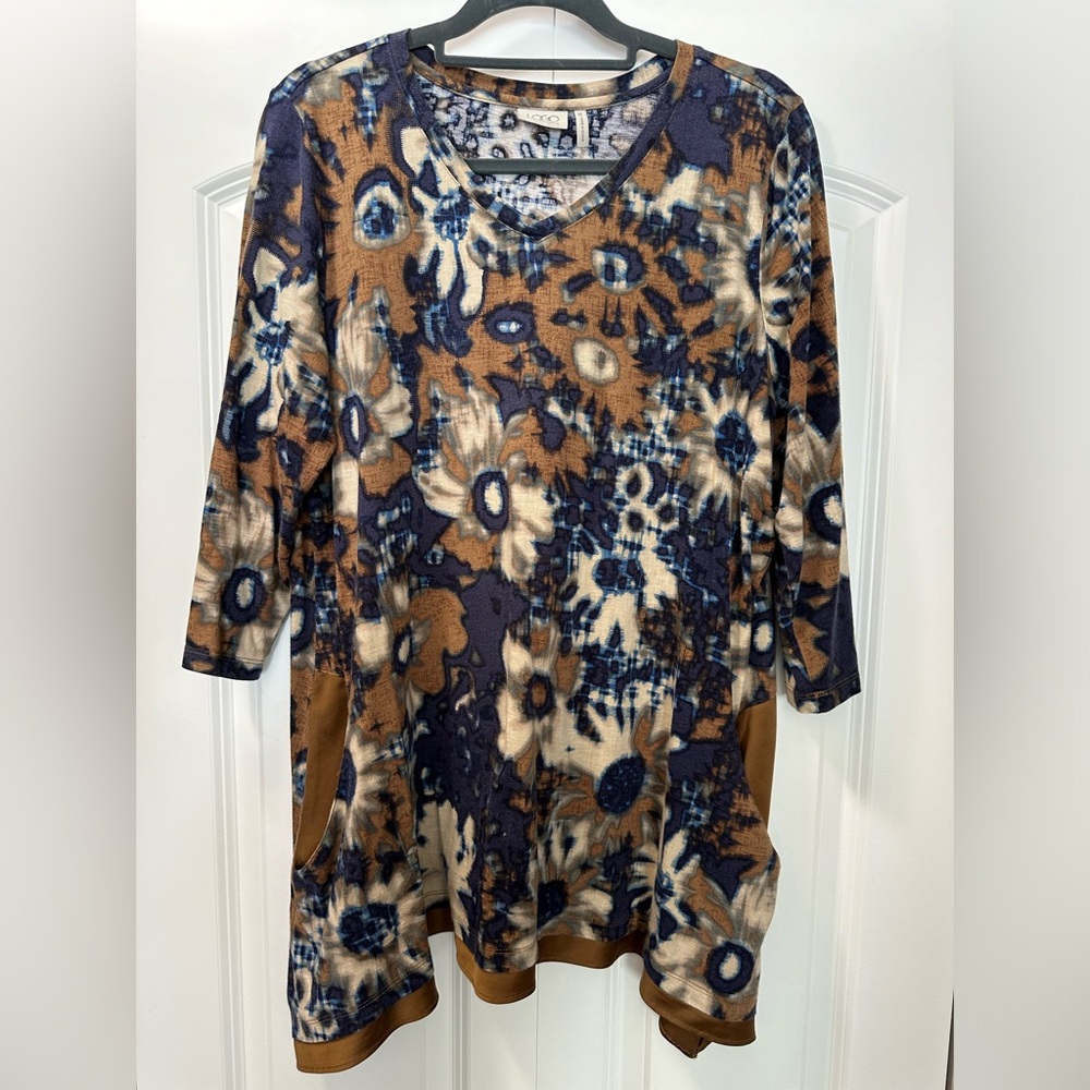 LOGO blue brown chestnut fall tunic XL